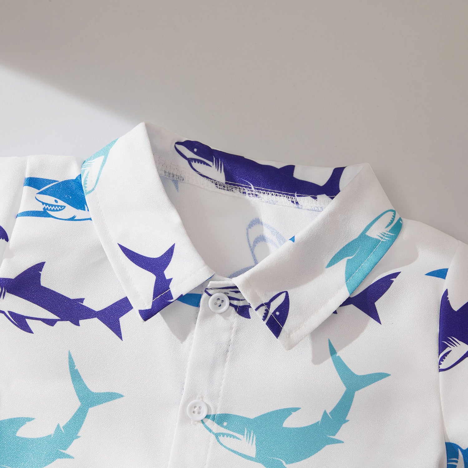 Boys White Printed Shirt with Shorts