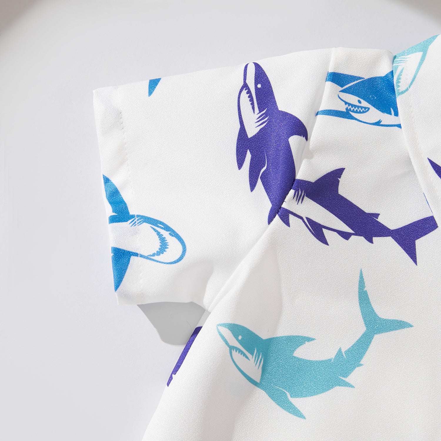 Boys White Printed Shirt with Shorts