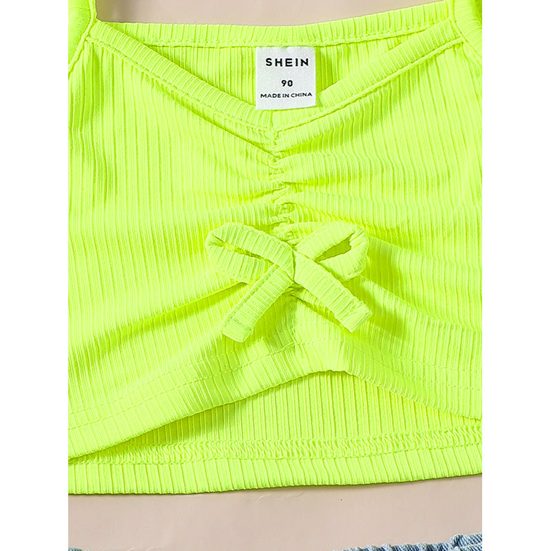 Girls Shoulder Straps Pure Cotton Top with Pyjamas