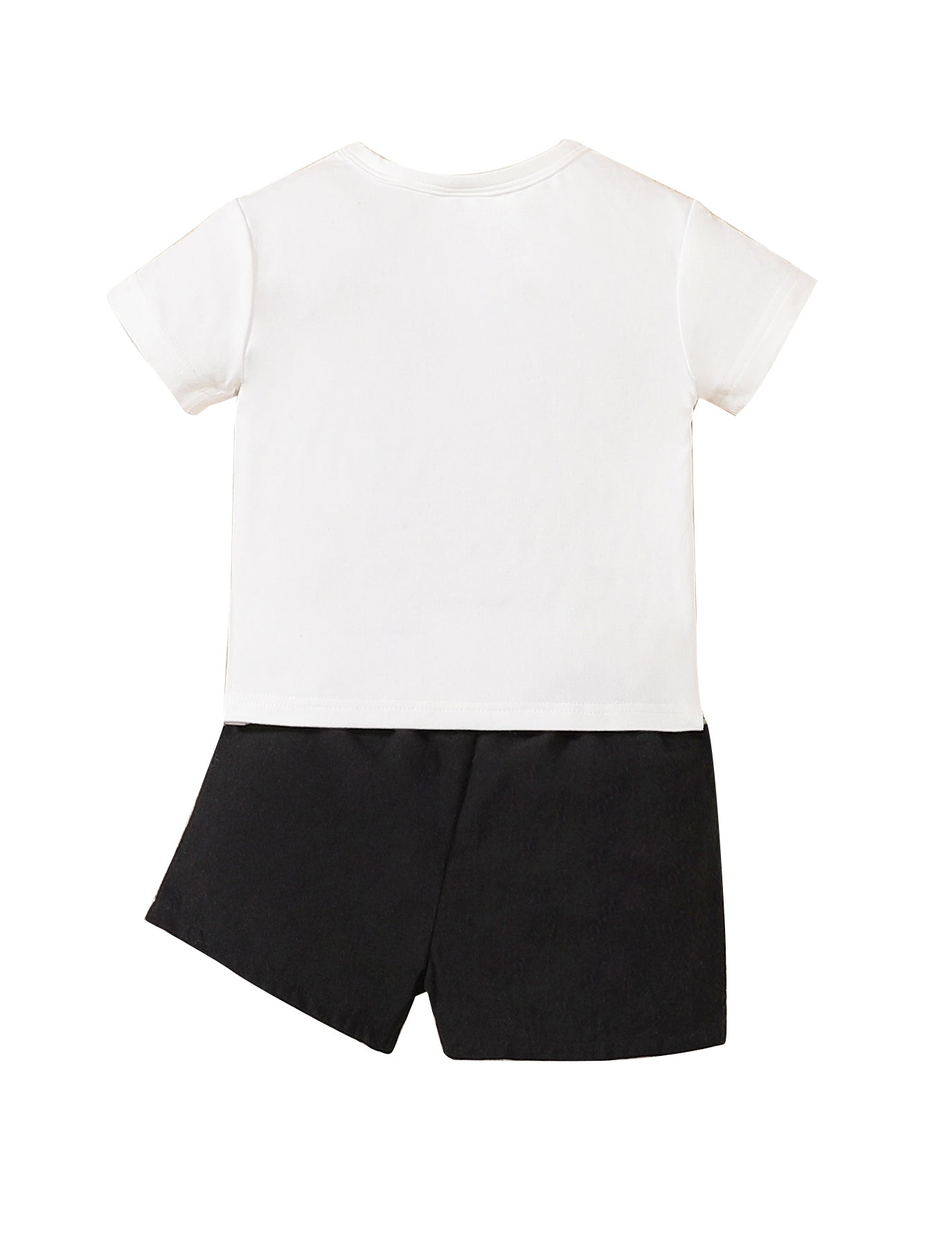 Boys White Printed T-shirt with Shorts