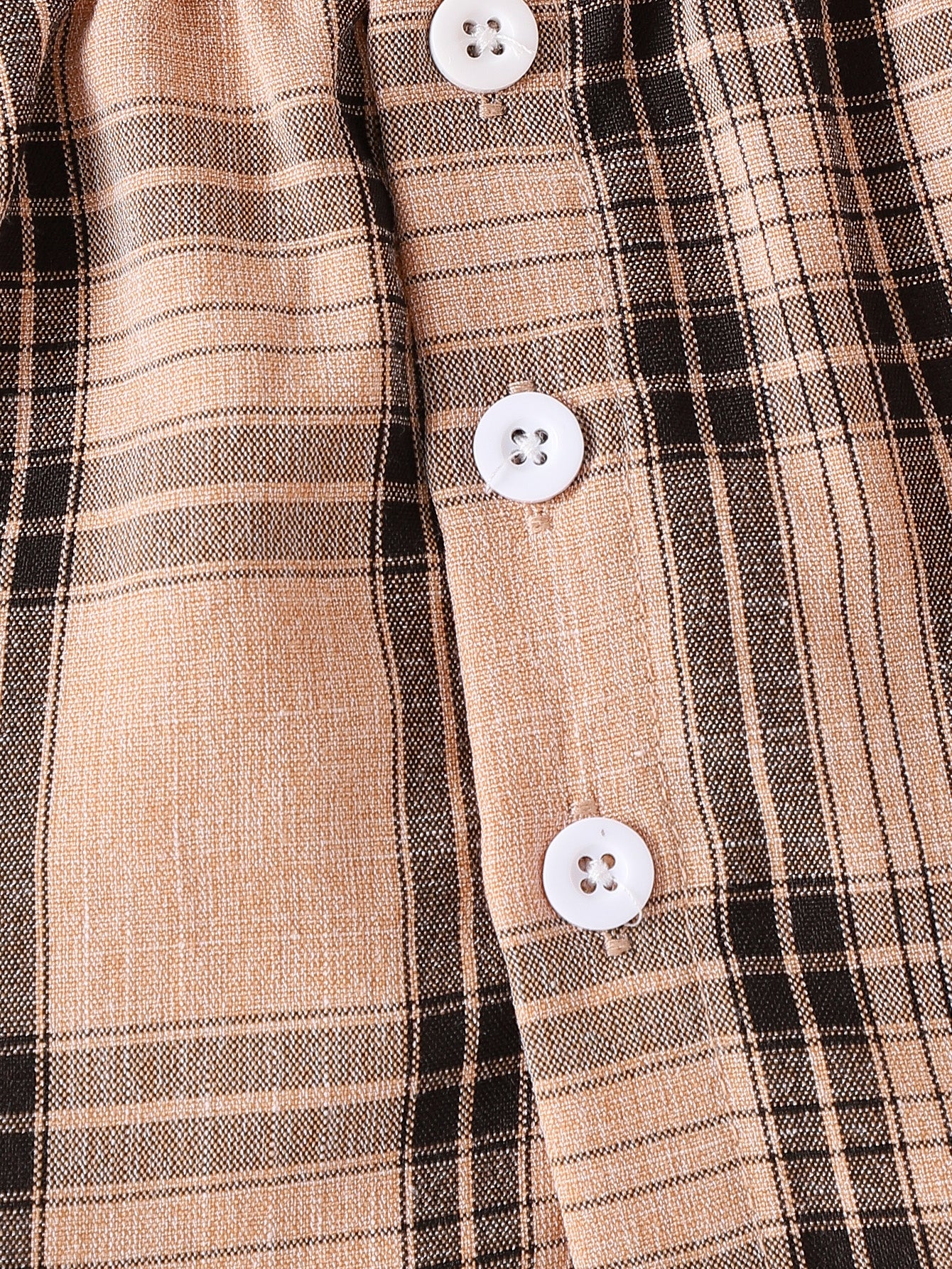 Infant Girls Khaki Checked Peter Pan Collar Fit & Flare Dress