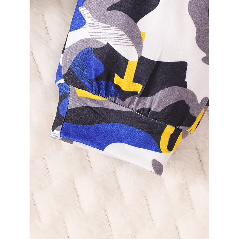 Boys White Printed Long Sleeves T-shirt with Joggers