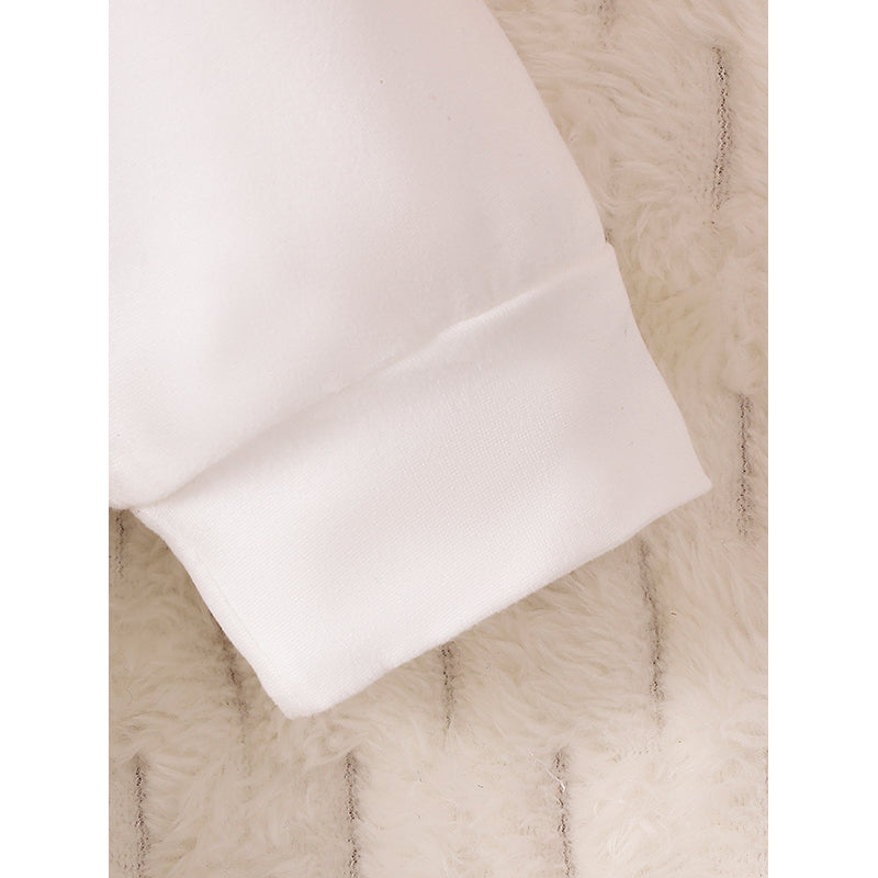 Boys White Printed Long Sleeves T-shirt with Joggers