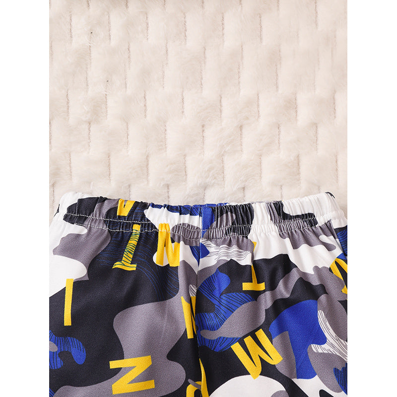 Boys White Printed Long Sleeves T-shirt with Joggers