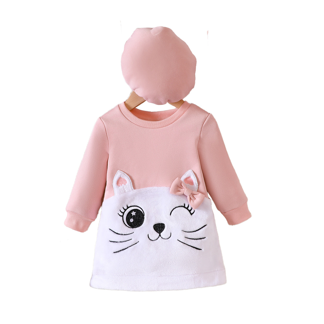 Girls Pink Animal Printed T-shirt Dress