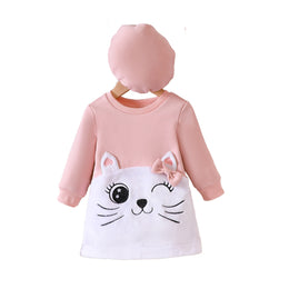 Girls Pink Animal Printed T-shirt Dress