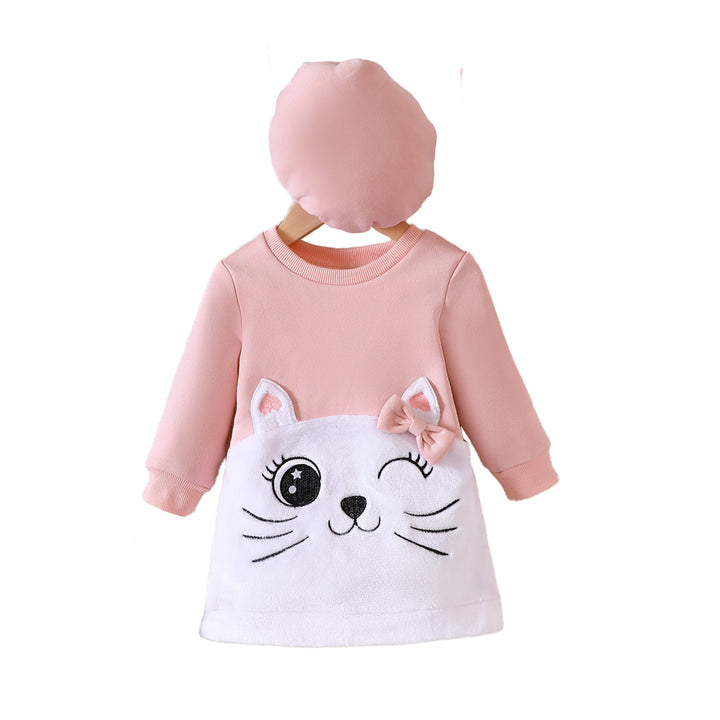 Girls Pink Animal Printed T-shirt Dress