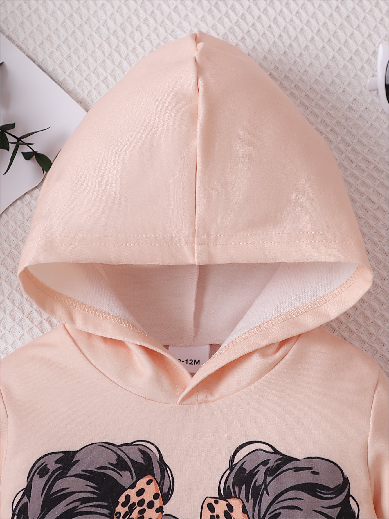 Girls Pink Graphic Printed Hooded Long Sleeves Pullover Sweatshirt