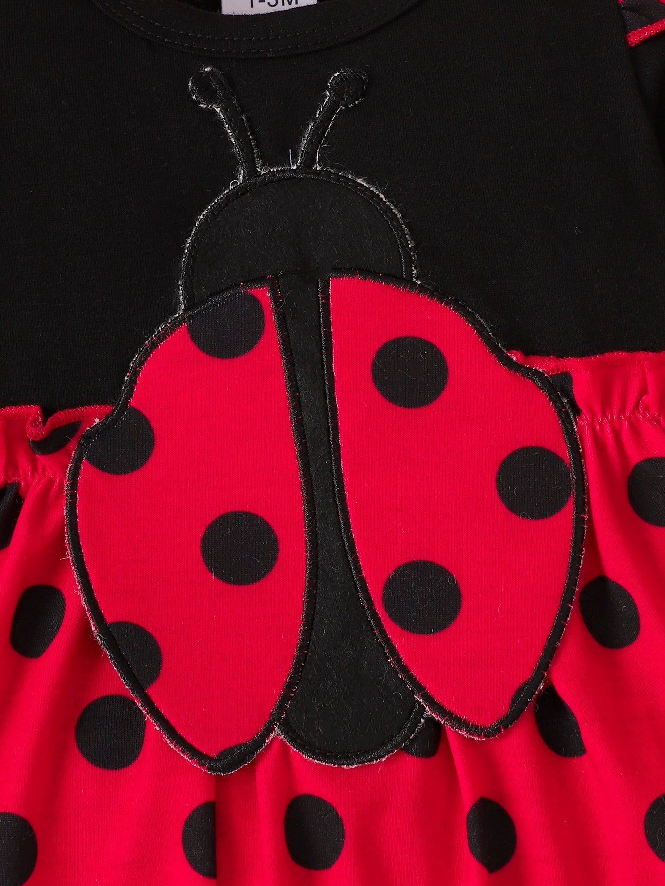 Girls Polka Dots Printed Ladybug Rompers with Headband