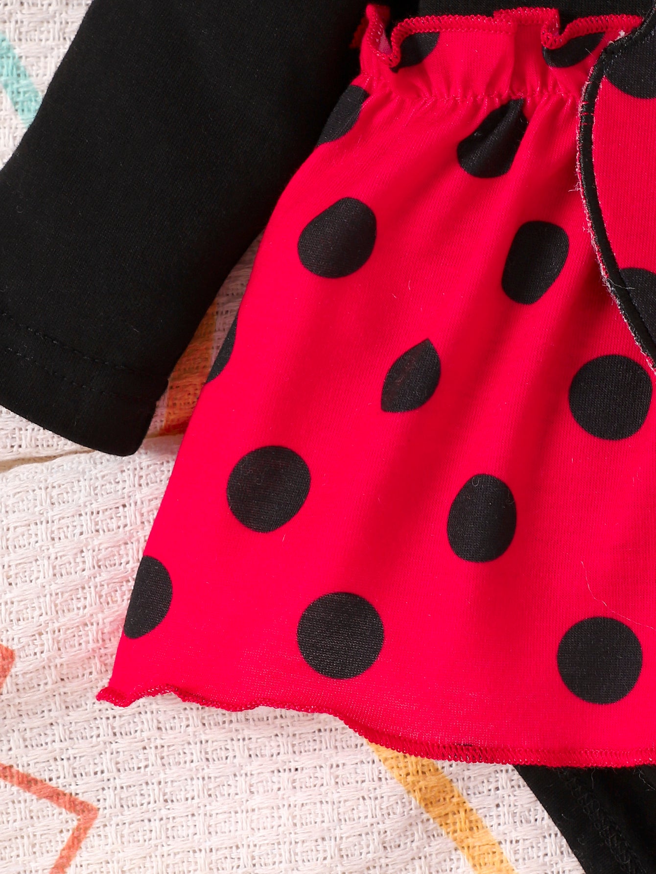 Girls Polka Dots Printed Ladybug Rompers with Headband