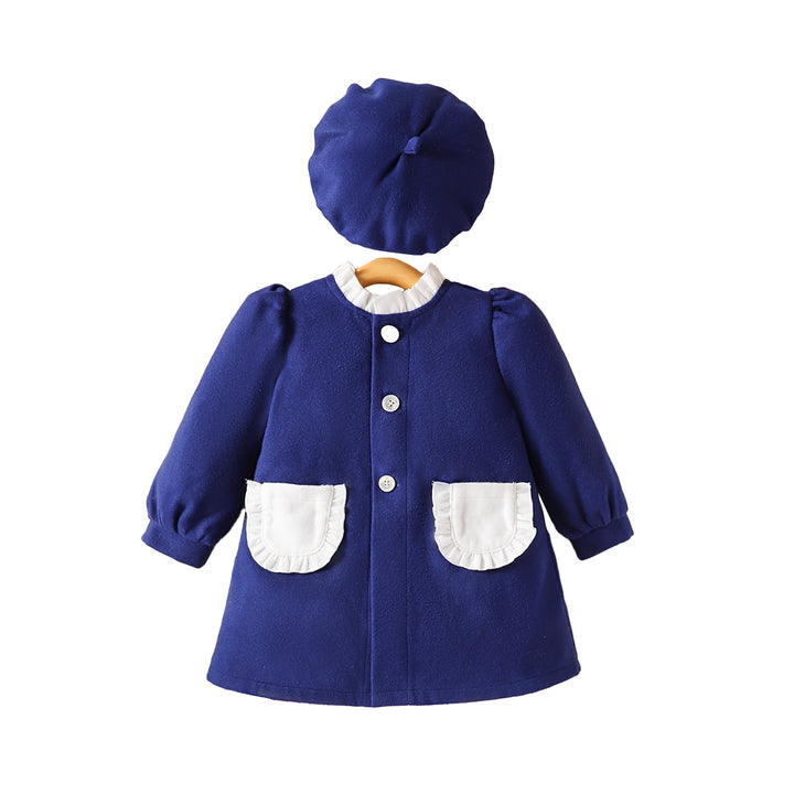 Girls  Mandarin collar cuffed sleeves A-Line Dress