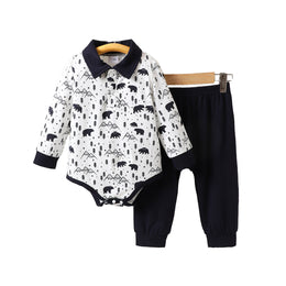 Boys Printed Romper with Trousers