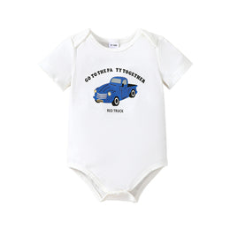 Boys Typography Print Envelope Neck Knitted Bodysuit
