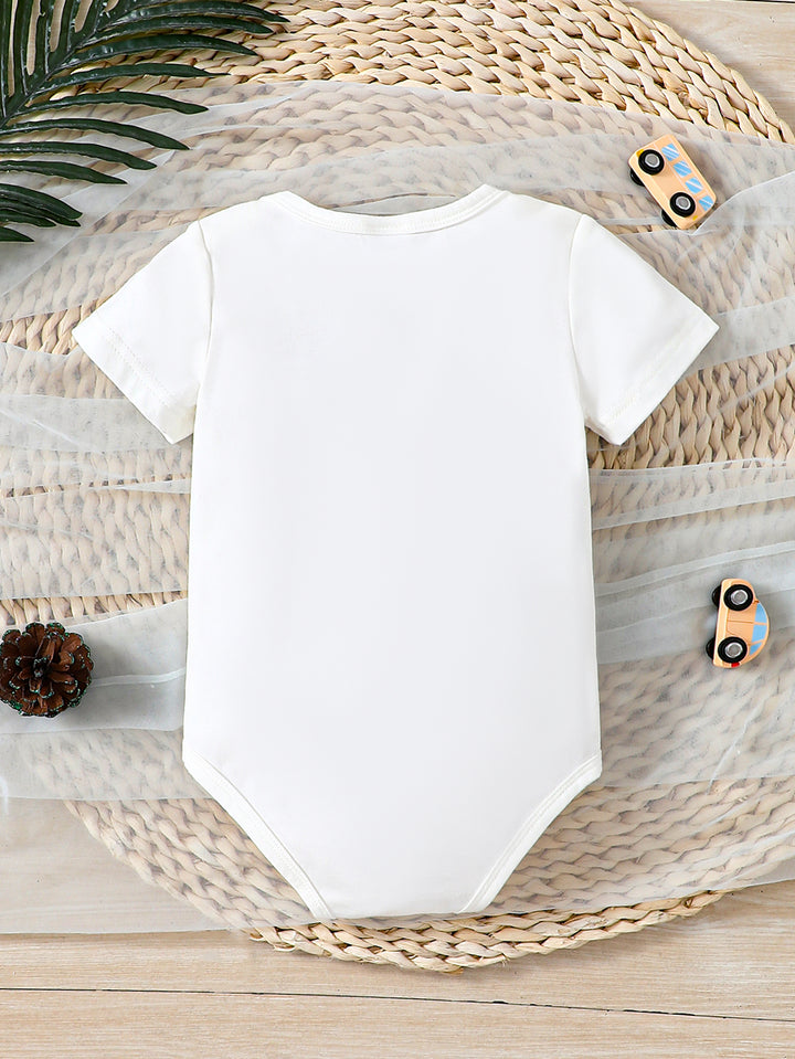 Boys Typography Print Envelope Neck Knitted Bodysuit