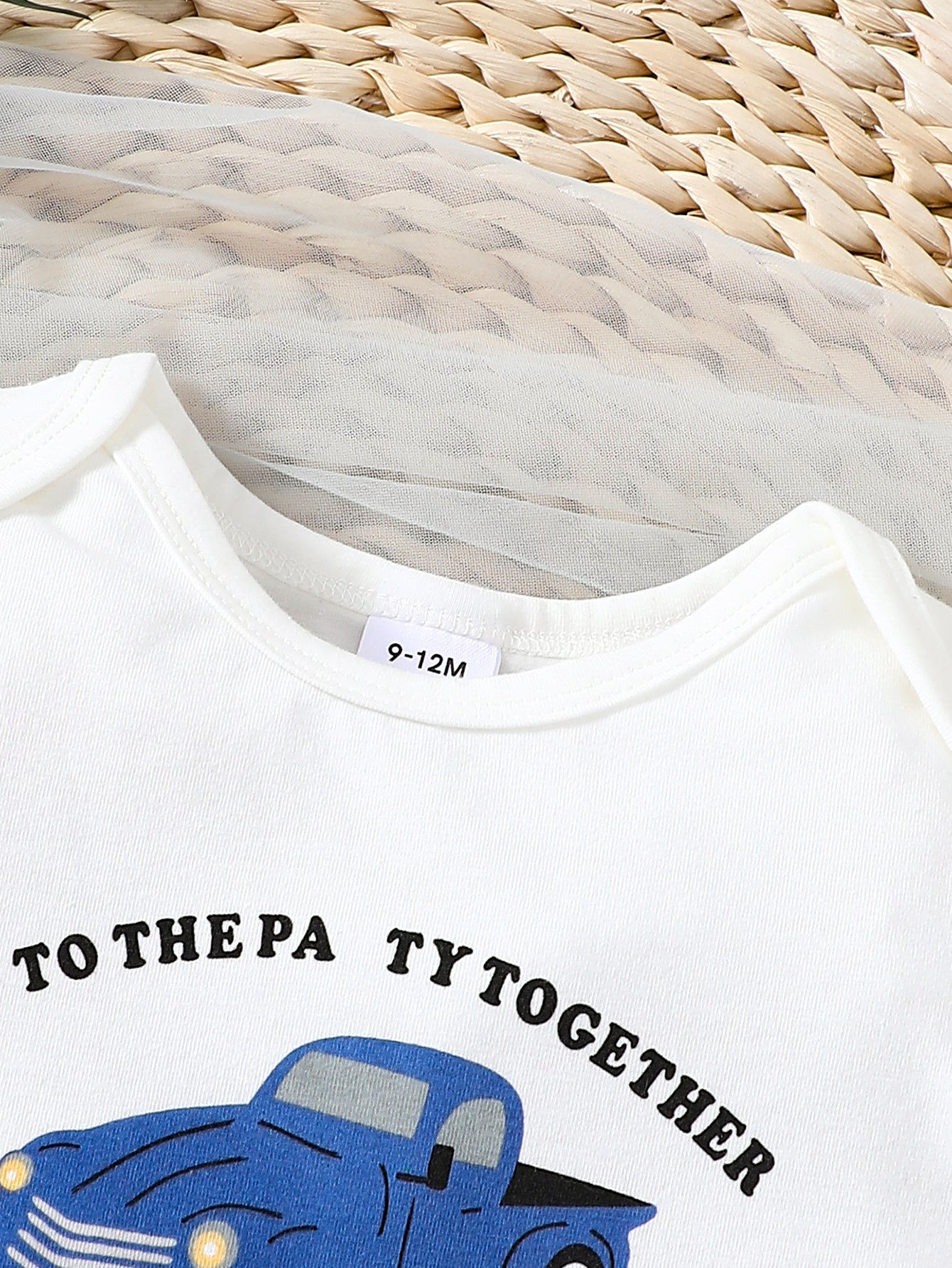 Boys Typography Print Envelope Neck Knitted Bodysuit