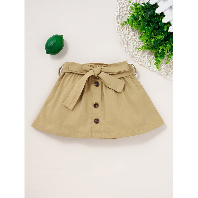 Infants Girls Khaki Colourblocked Top with Skirt