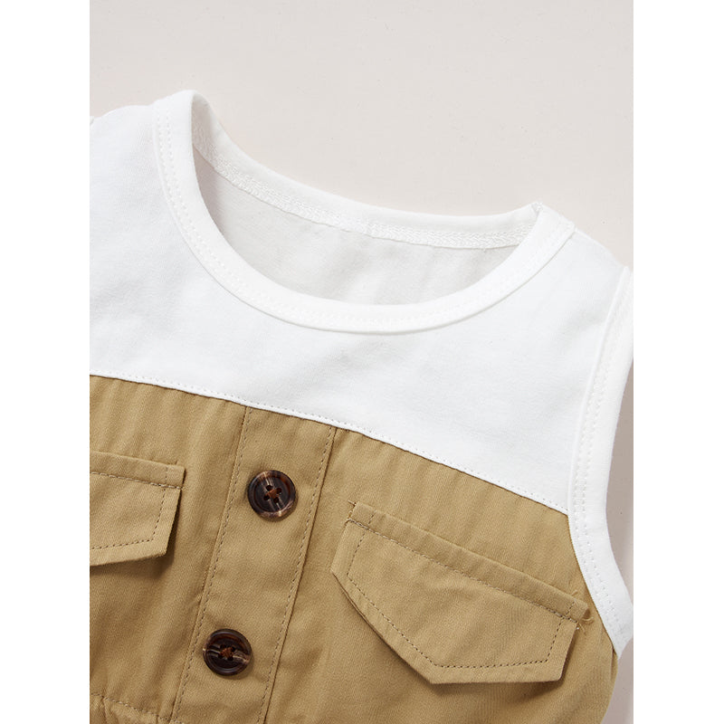 Infants Girls Khaki Colourblocked Top with Skirt