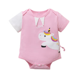 Pink Infant Girls Unicorn Printed Cotton Bodysuit