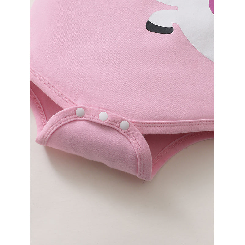 Pink Infant Girls Unicorn Printed Cotton Bodysuit