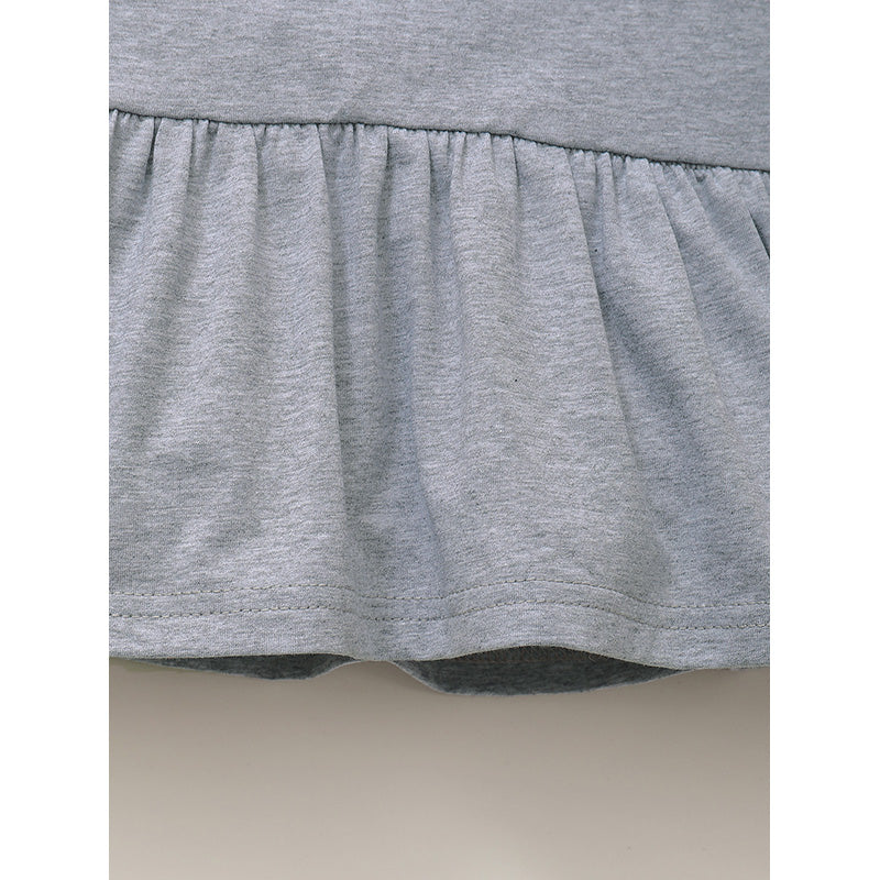 Infants Girls Navy Blue & Grey Polka Dot Printed Cotton A-Line Dresses