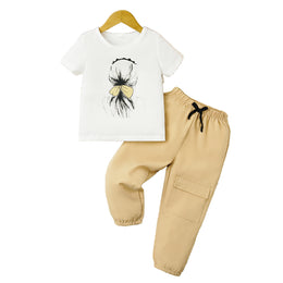 Boys Khaki Graphic Printed Top with Pyjamas