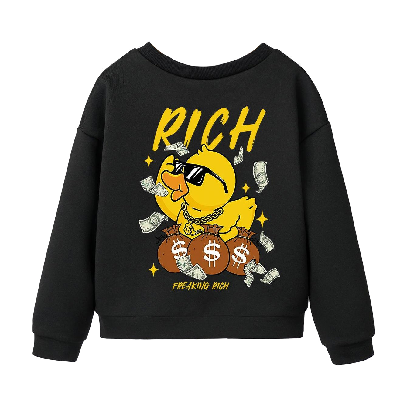 Boys Black Graphic Printed Round Neck Sweatshirt