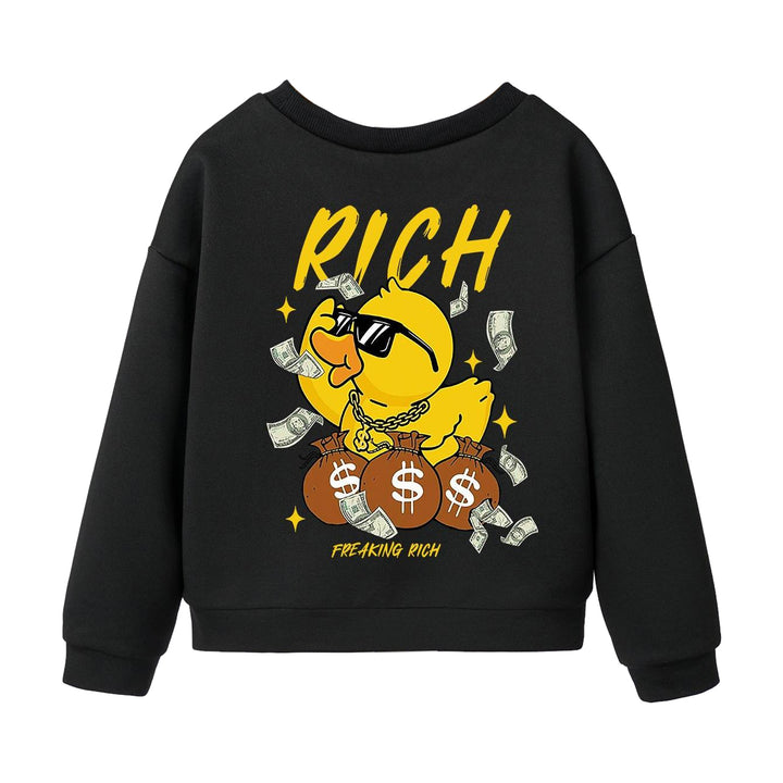Boys Black Graphic Printed Round Neck Sweatshirt
