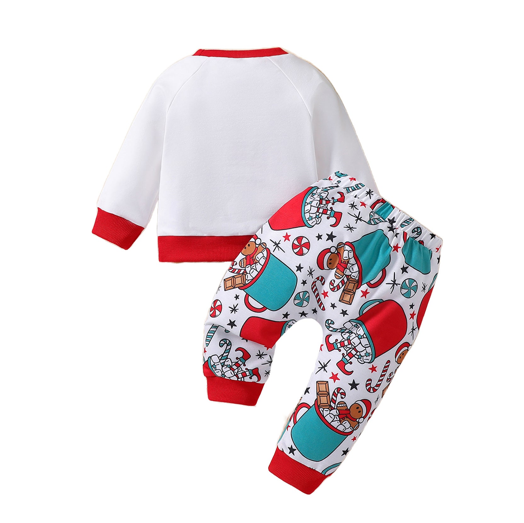 Infants Red Santa Printed Long Sleeves Sweatshirt With Joggers