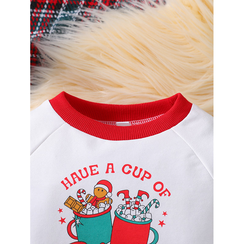 Infants Red Santa Printed Long Sleeves Sweatshirt With Joggers