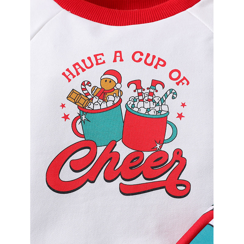 Infants Red Santa Printed Long Sleeves Sweatshirt With Joggers