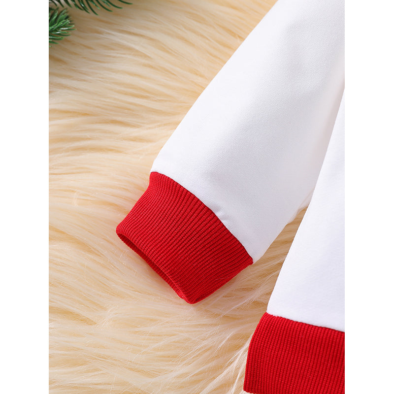 Infants Red Santa Printed Long Sleeves Sweatshirt With Joggers