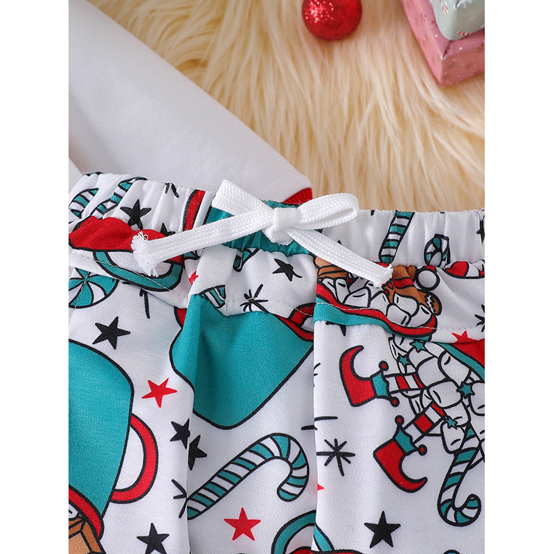 Infants Red Santa Printed Long Sleeves Sweatshirt With Joggers