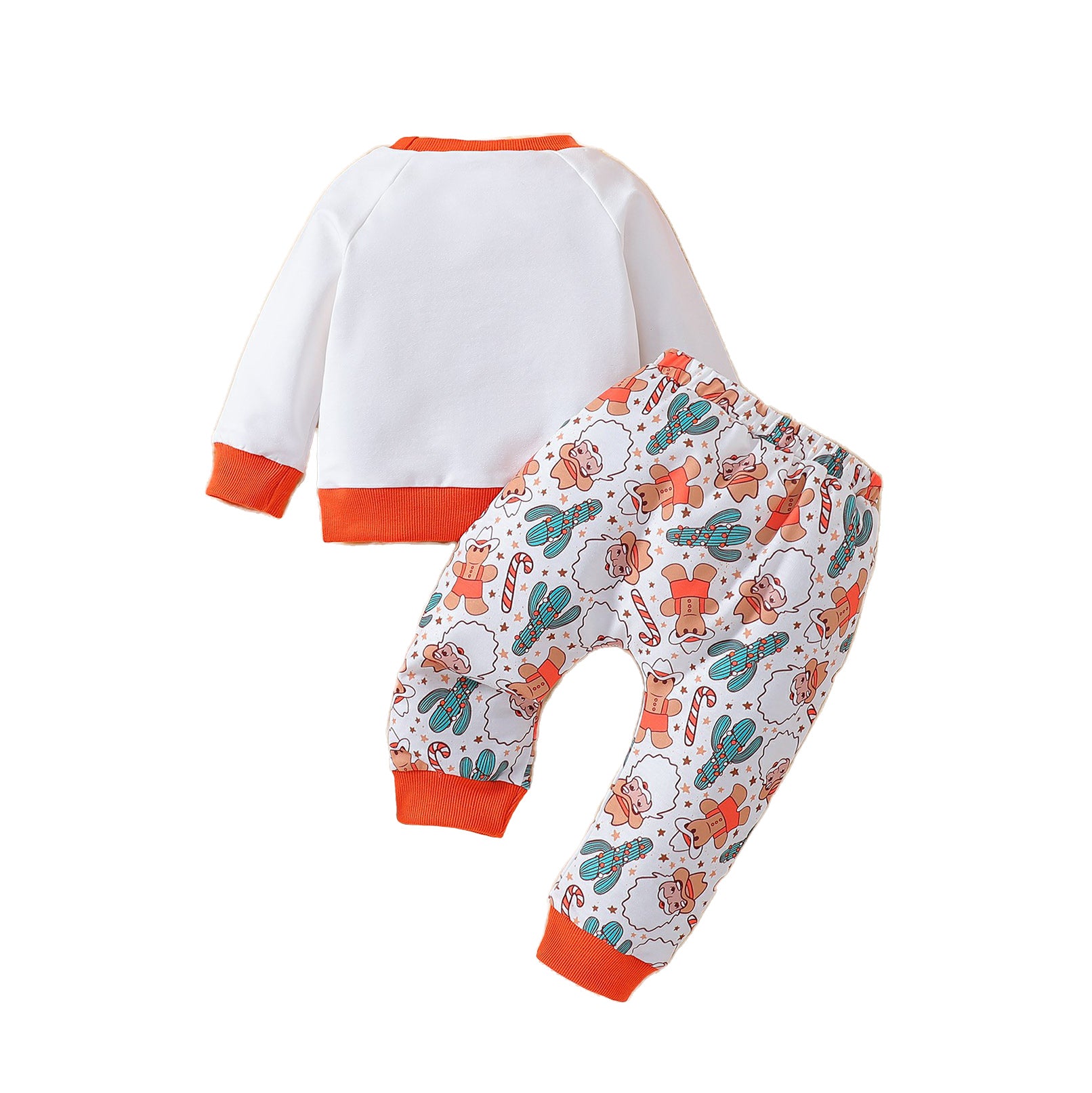 Infants Orange Santa Printed Long Sleeves Sweatshirt With Joggers