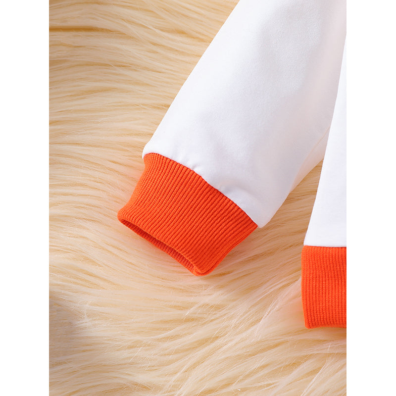 Infants Orange Santa Printed Long Sleeves Sweatshirt With Joggers