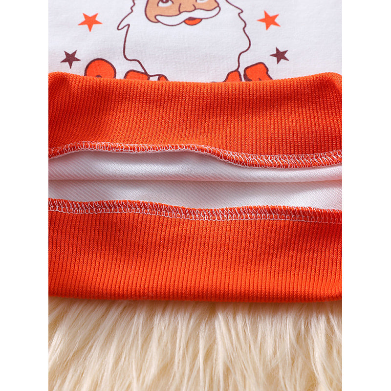 Infants Orange Santa Printed Long Sleeves Sweatshirt With Joggers