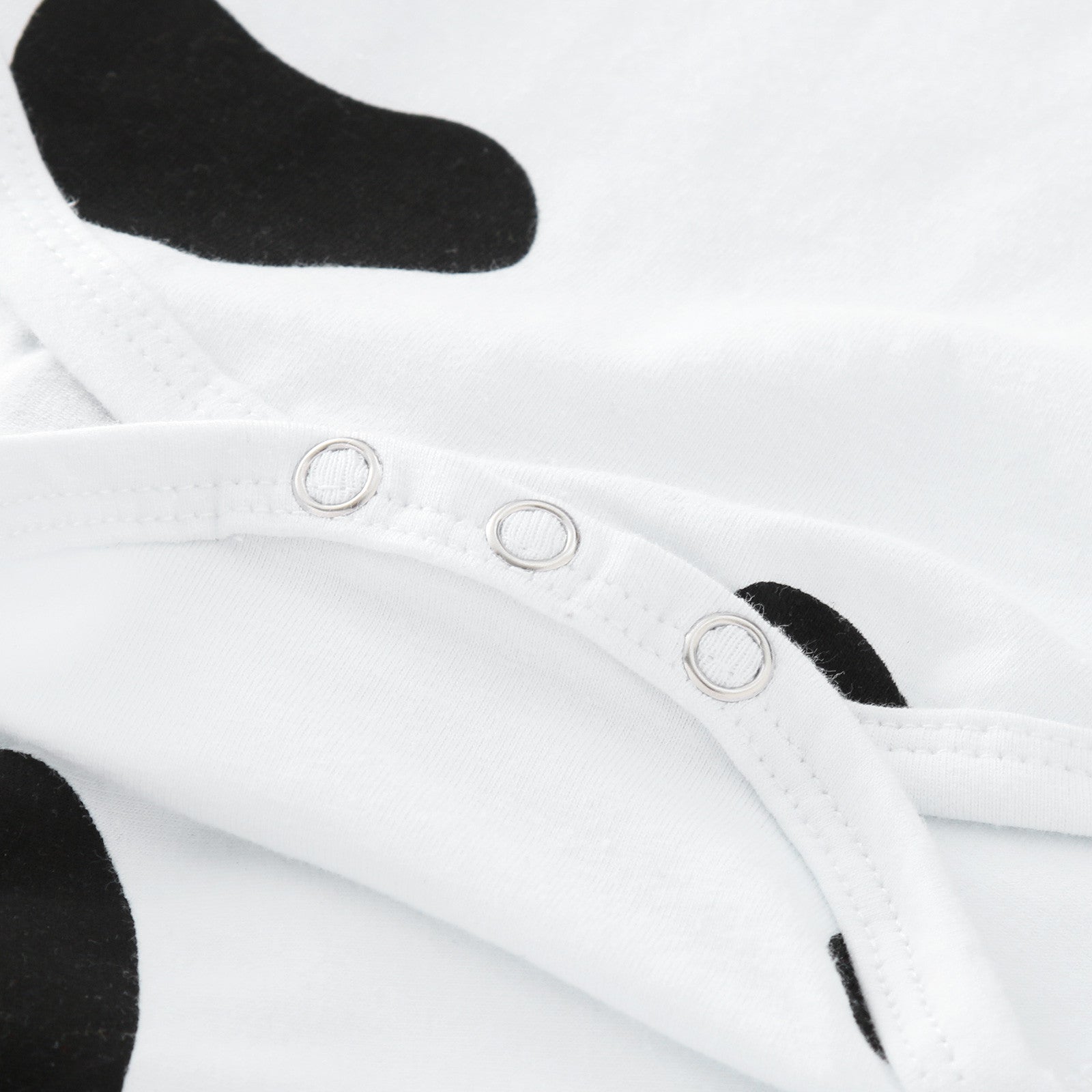 Boys White & Black Cow Printed Bodysuit With Jogger & Cap