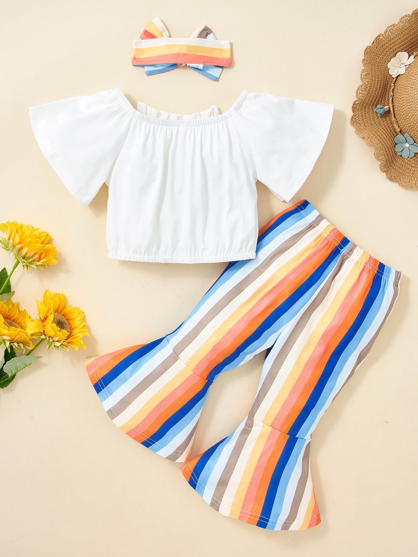 Girls White Top With Palazzos