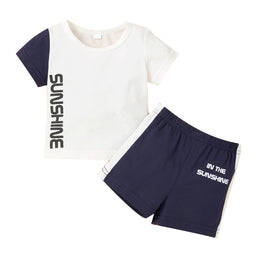 Girls White Colourblocked Top with Shorts