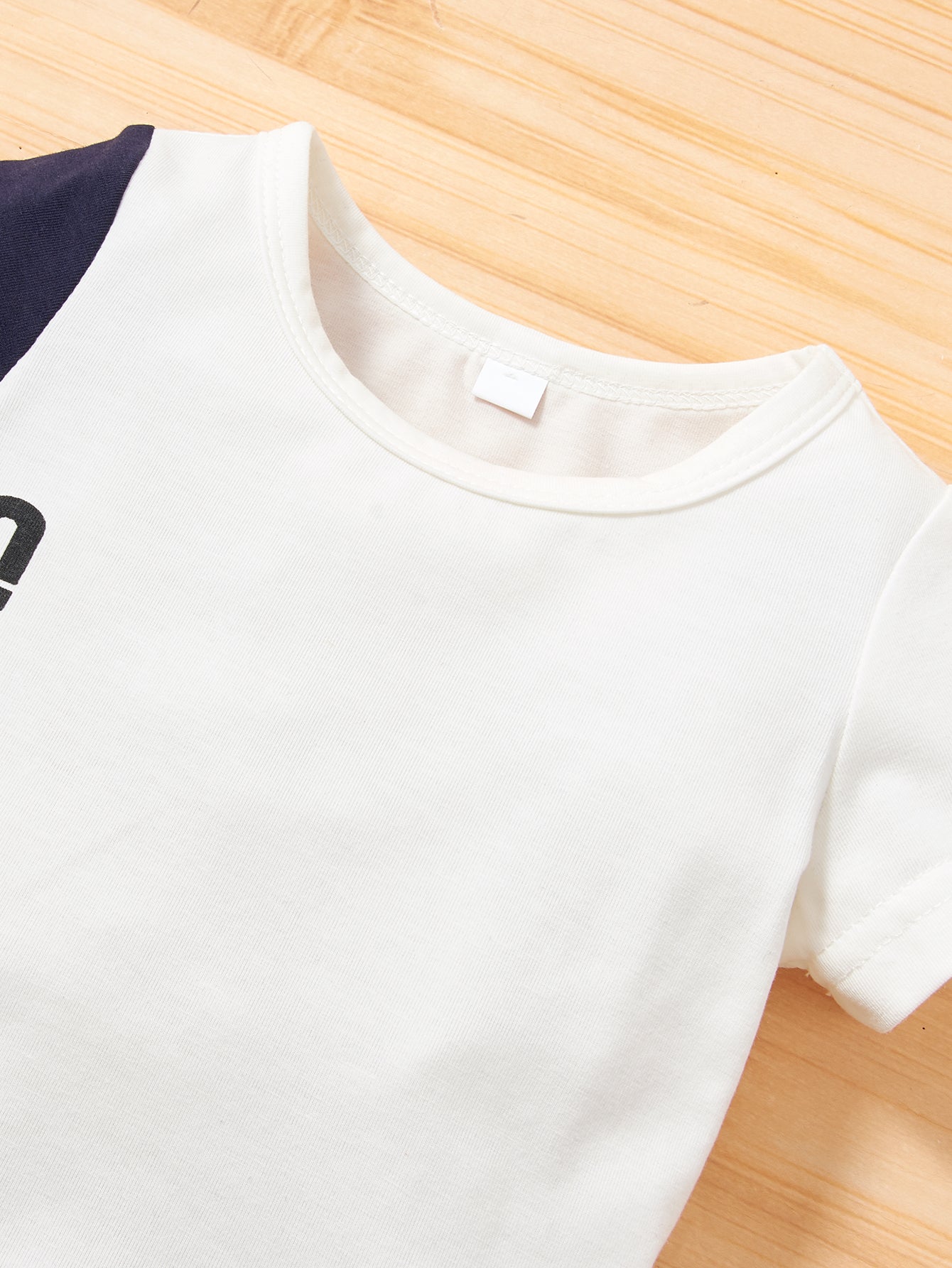 Girls White Colourblocked Top with Shorts
