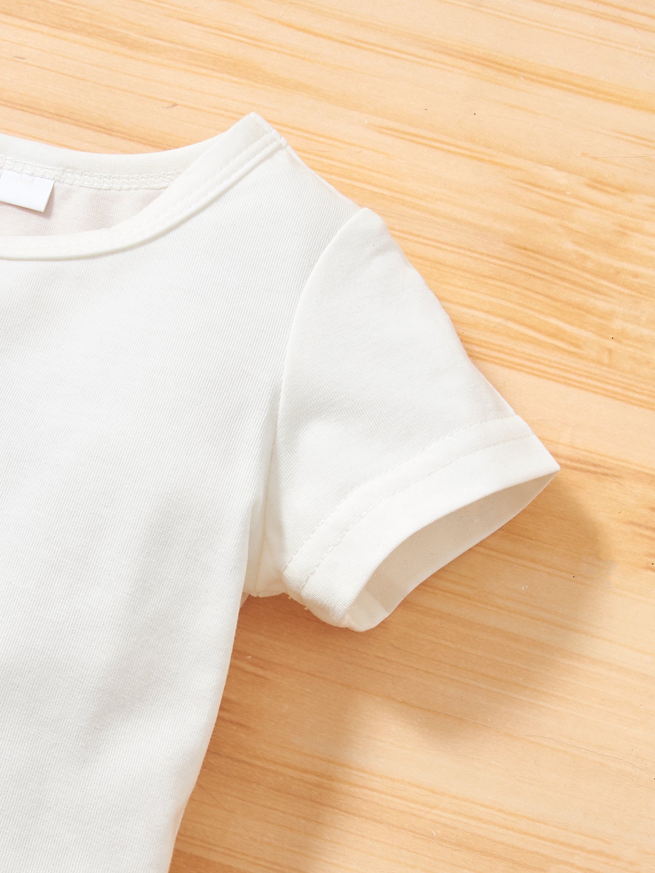 Girls White Colourblocked Top with Shorts