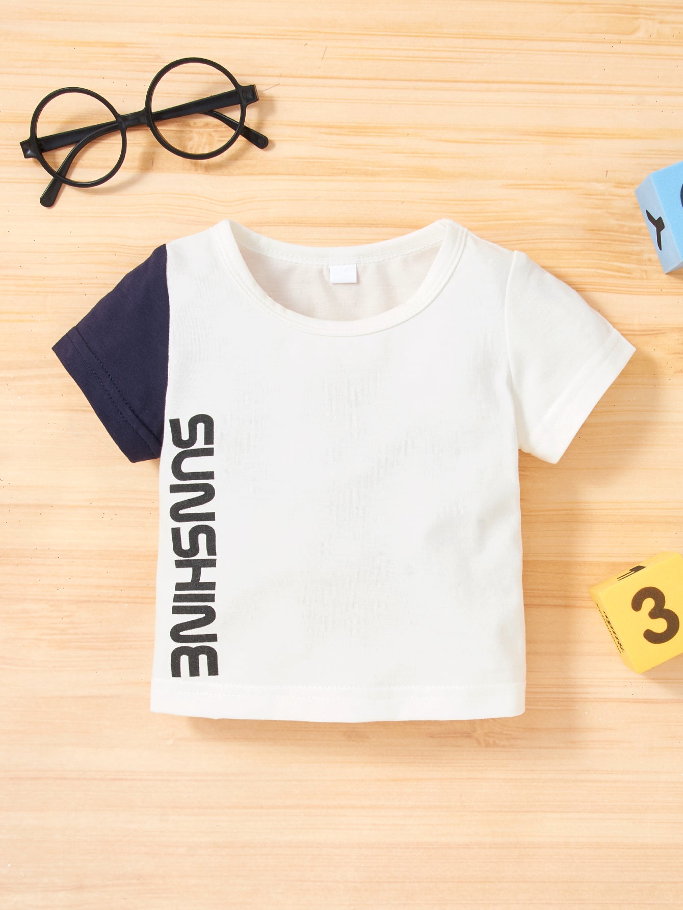 Girls White Colourblocked Top with Shorts
