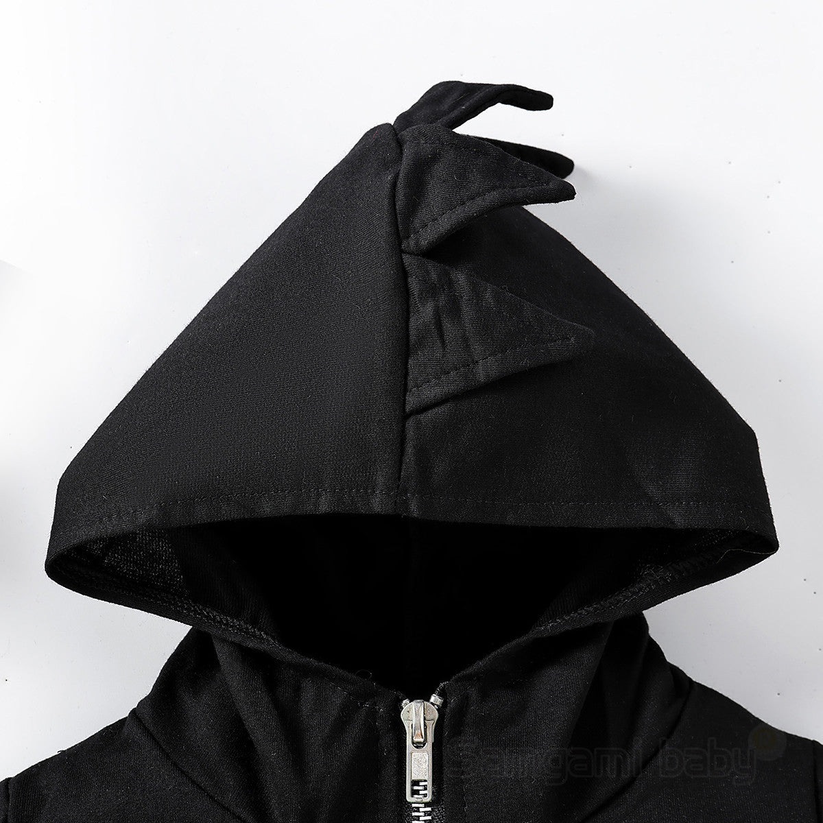 Boys Black Hooded Front-Open Cotton Sweatshirt