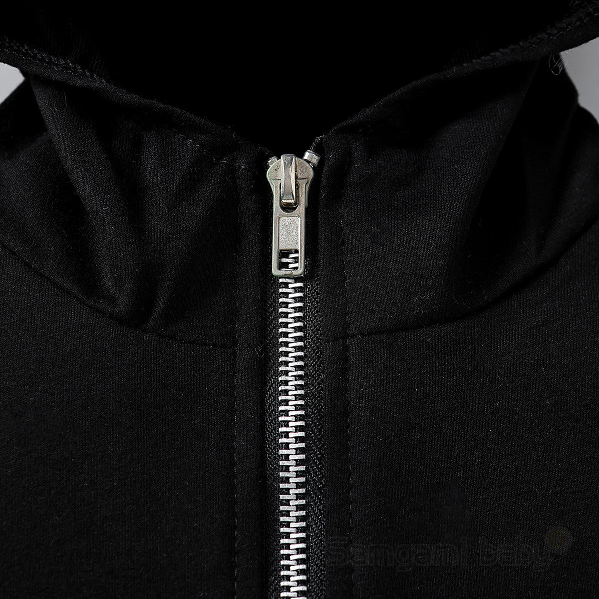 Boys Black Hooded Front-Open Cotton Sweatshirt