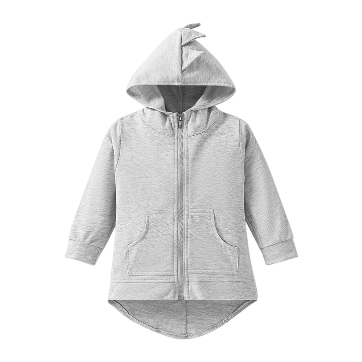 Grey Boys Hooded Cotton Front-Open Sweatshirt