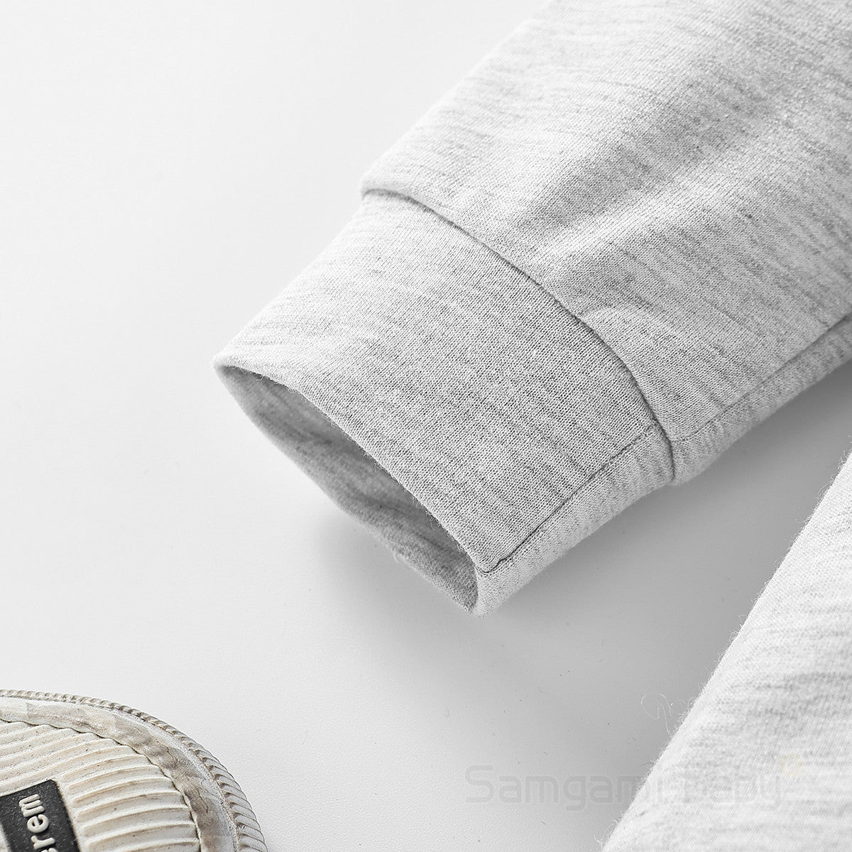 Grey Boys Hooded Cotton Front-Open Sweatshirt