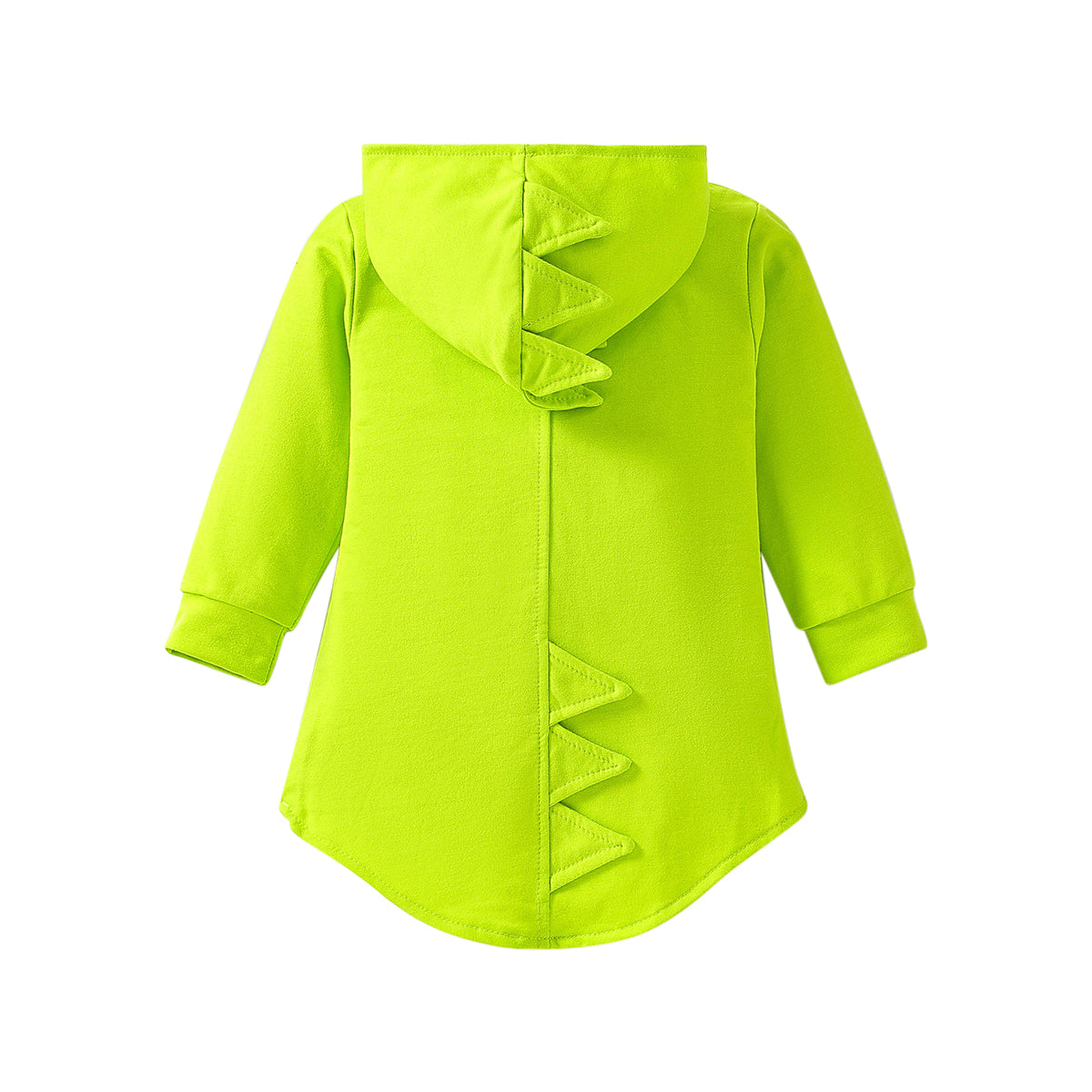 Boys Fluorescent Green Hooded Cotton Front-Open Sweatshirt