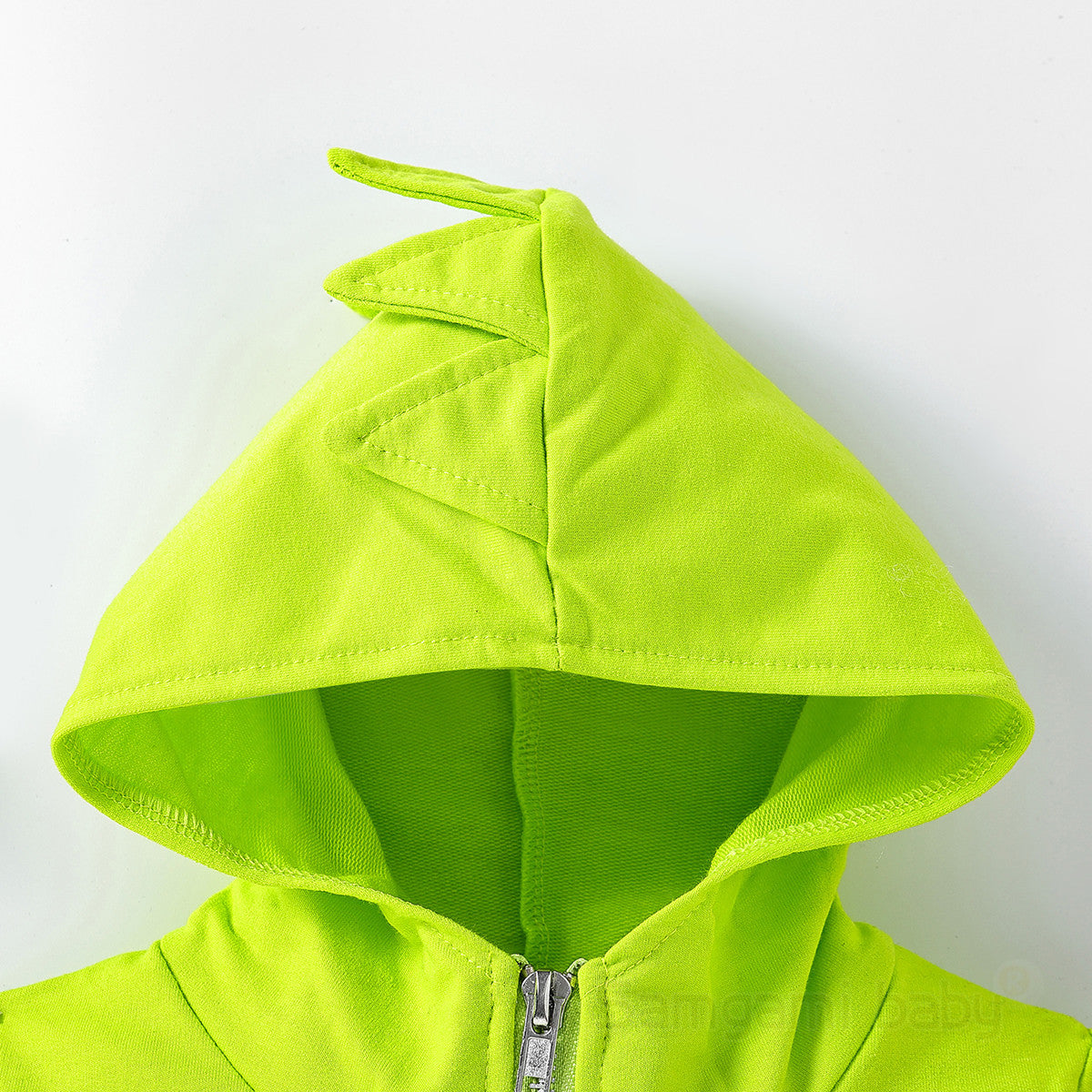 Boys Fluorescent Green Hooded Cotton Front-Open Sweatshirt