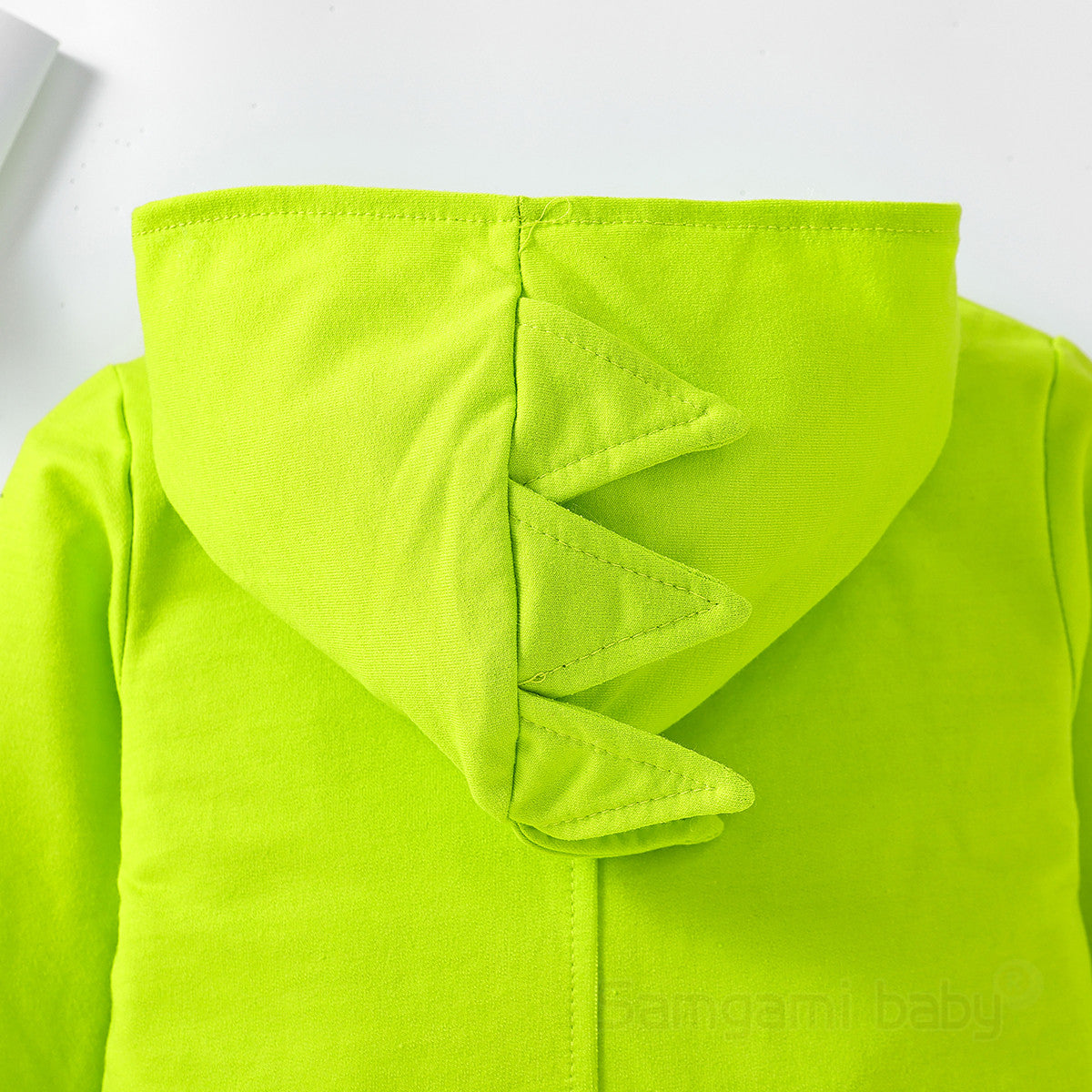 Boys Fluorescent Green Hooded Cotton Front-Open Sweatshirt