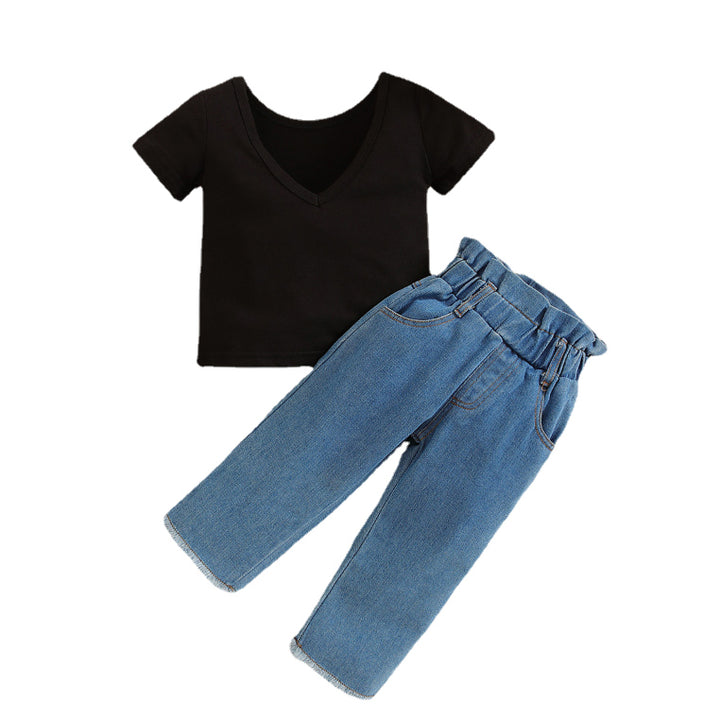 Girls Black T-shirt with Trousers
