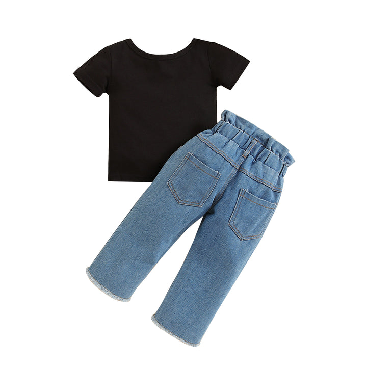 Girls Black T-shirt with Trousers